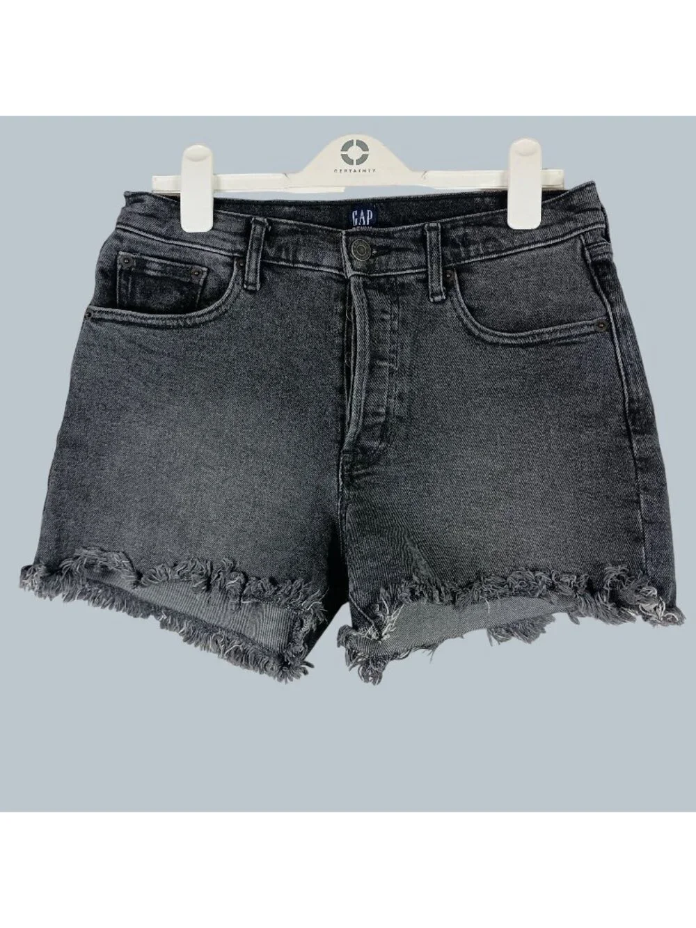 GAP High Rise Button Fly Black Denim Cutoff Shorts Womens 6 29x3 Streetwear Edgy